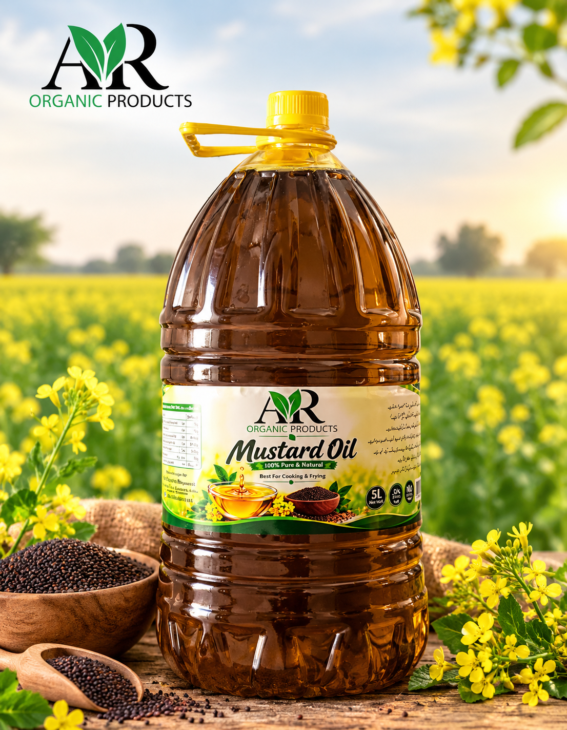 5-Liter Mustard Oil - 100% Pure & Unrefined | AR Organic Products