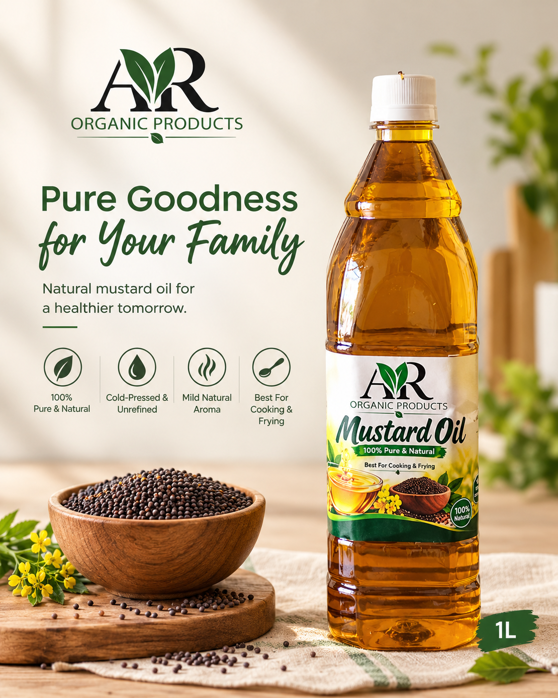 1-Liter Mustard (سرسوں) Oil | 100% Pure & Unrefined
