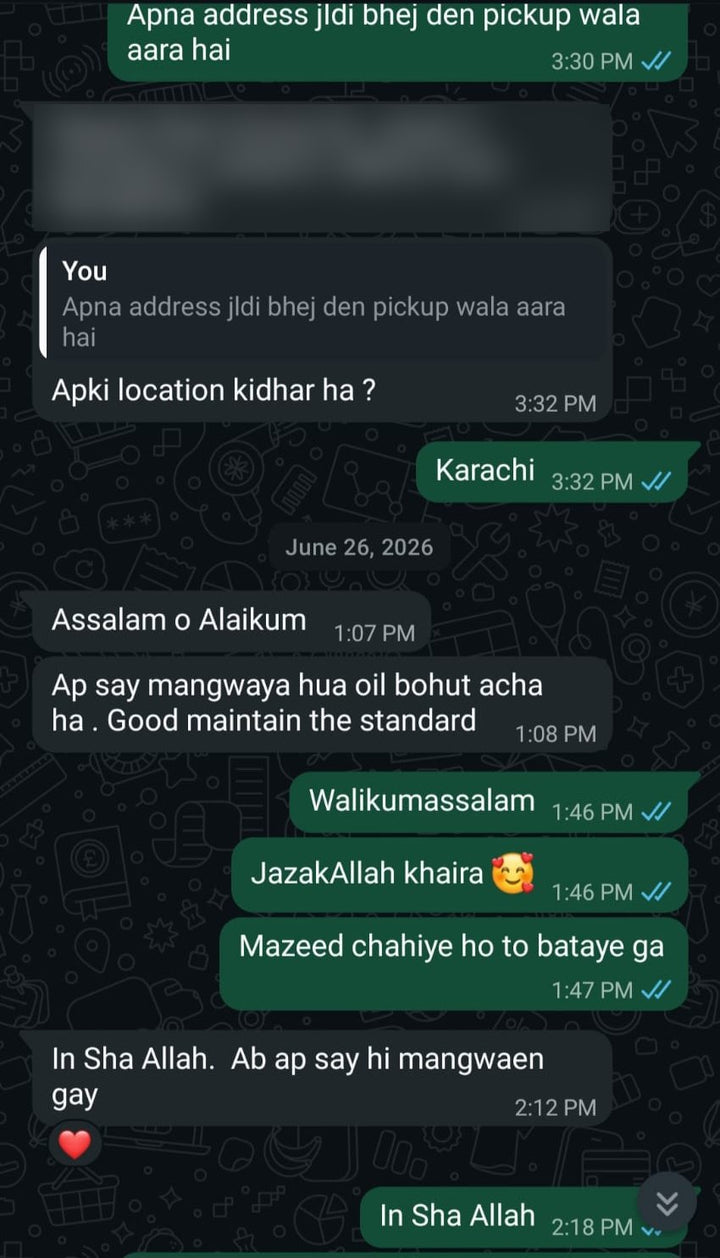Customer via WhatsApp