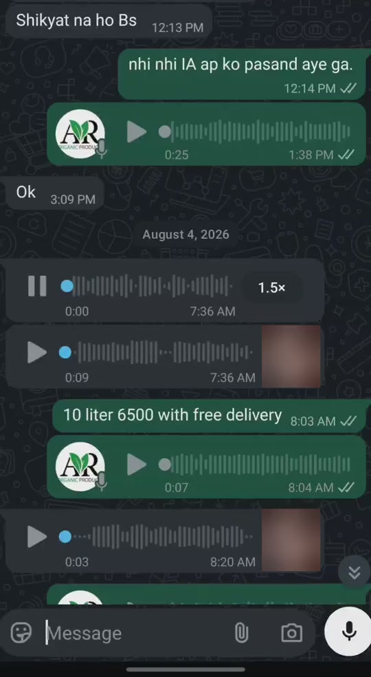 Customer voice message about AR Organic Products