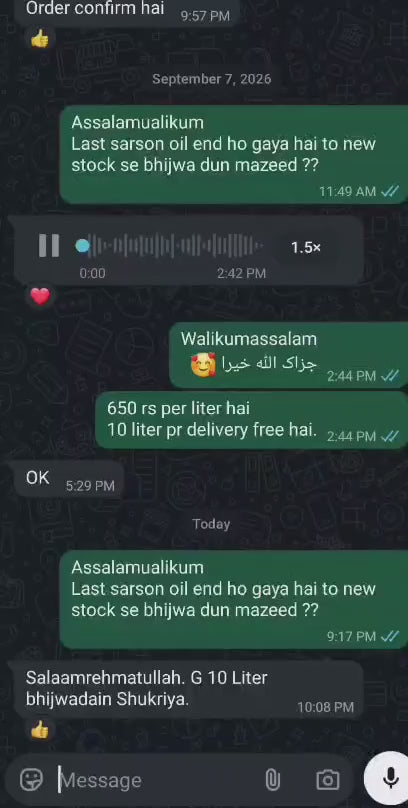Customer voice message about AR Organic Products